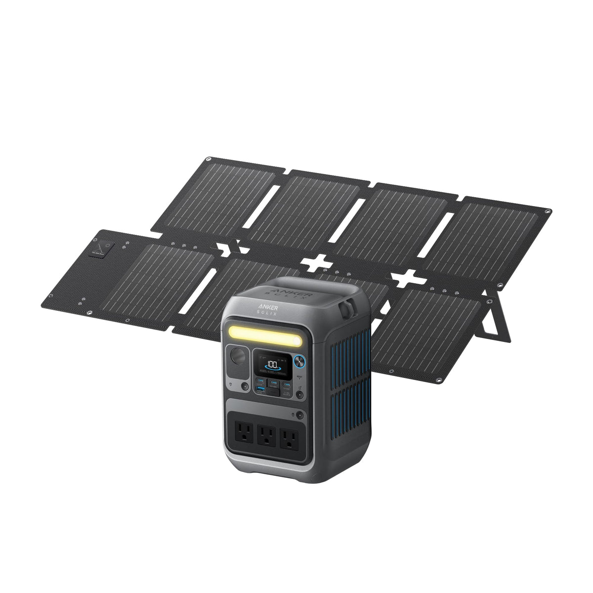 Anker Solar Generator SOLIX C300 with 60W Solar Panel, 288Wh Portable Power Station, 300W (600W Surge), LiFePO4 Battery, 140W Two-Way Fast Charging