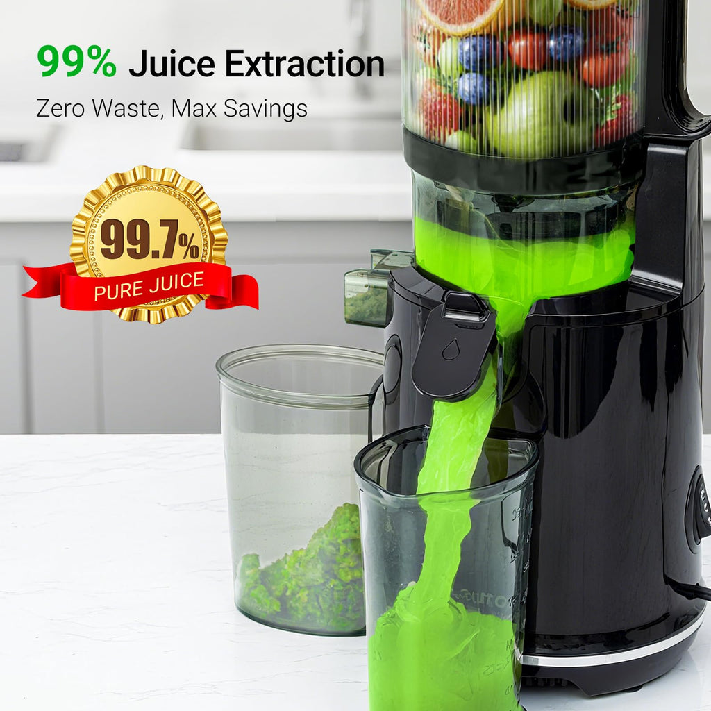 Juicer Machines, Aeitto Cold Press Juicer with Soft & Hard Modes, Quiet Motor, Reverse Function, Juice Extractor Vegetable and Fruit, Masticating