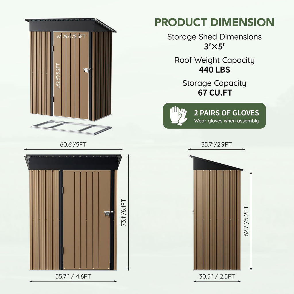 10x10 FT Outdoor Metal Storage Shed, Double Swing Doors, 2 Clear Windows,Tool Shed for Garden, Patio, Backyard Nightblue