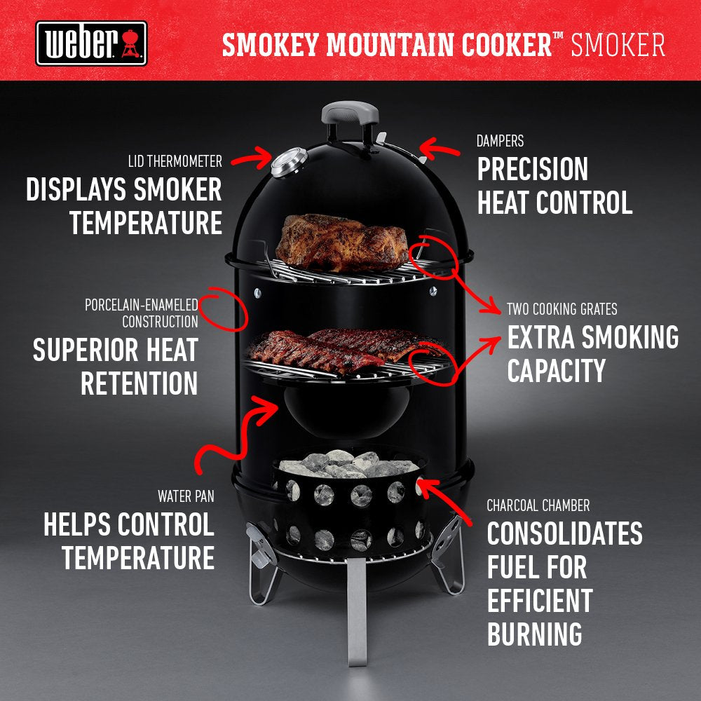 Weber 22-inch Smokey Mountain Cooker, Charcoal Smoker