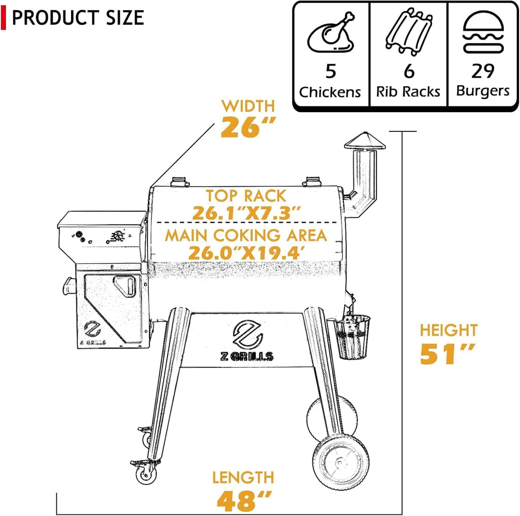 Z GRILLS 2025 Upgrade 8-in-1 Electric Wood Pellet Grill & Smoker with PID V3.0 Controller, LCD, 697 Sq In, Dual-Wall Insulation, Meat Probes, Easy