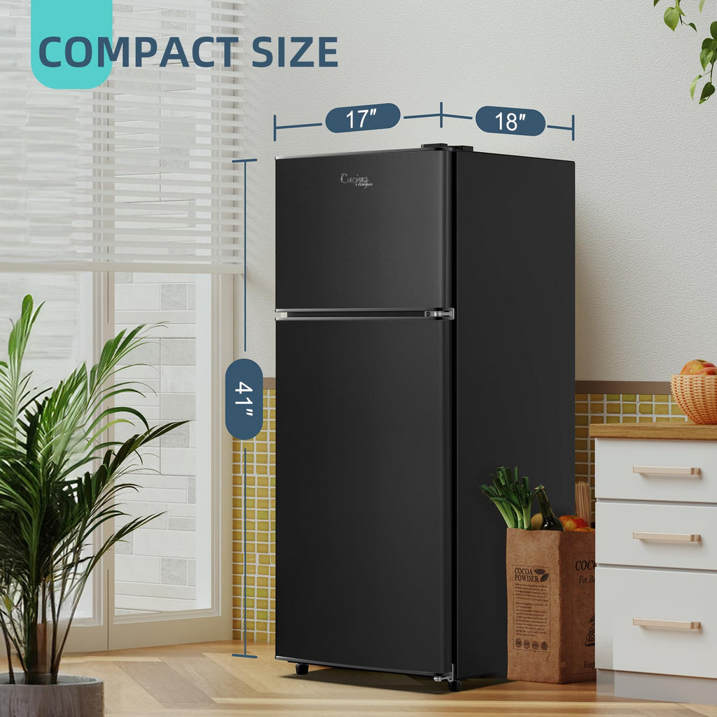 2.9 Cu.Ft Compact Double Door Mini Fridge - Top Freezer & Bottom Refrigerator | Energy Save,7-Level Precision Cooling | Ideal for Dorm, Bedroom