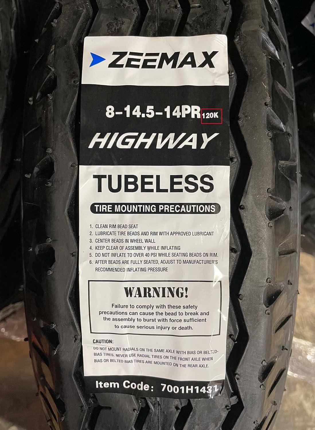Zeemax Heavy Duty TRUE Highway Trailer Tires 8-14.5 14 Ply Load Range G Speed Rating K 68mph- Set 2 â¦