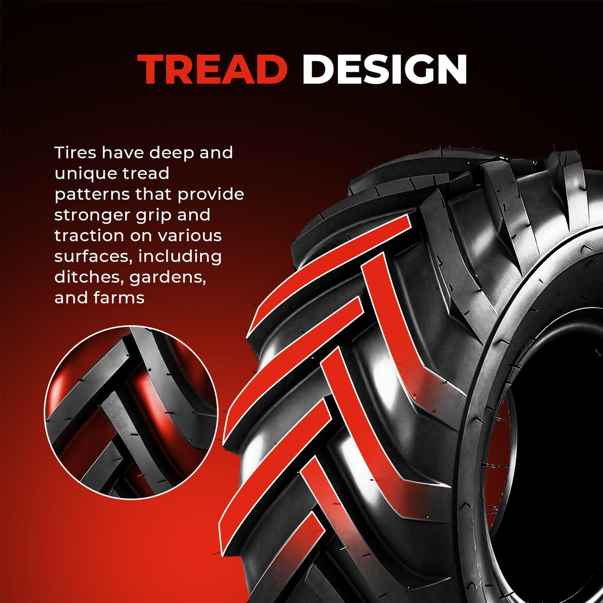 18x8.50-8 Lawn & Garden Mower Tires, Set of 2,4 Ply Tubeless