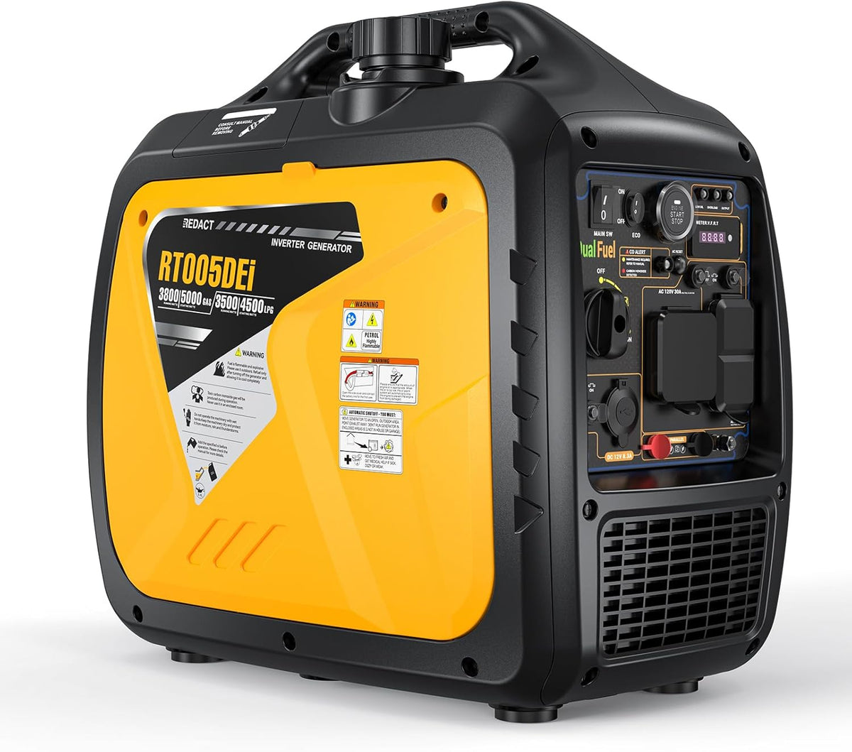 5000 Watts Portable Dual Fuel Inverter GeneratorC Small Gasoline LPG Powered for Home Backup, Camping, RV, Tailgating with CO Protection, Eco Mode