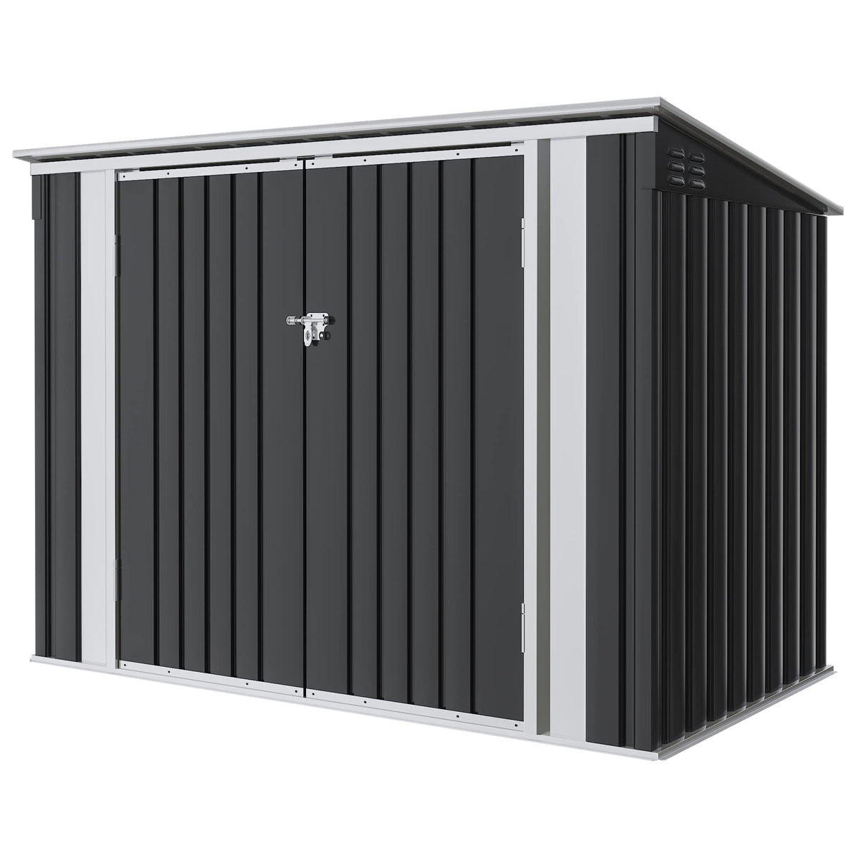 Greesum Outdoor Storage Shed 6 x 8 ft. Utility Tool Shed Metal Storage Garden Shed with Door & Lock for Patio Storage, Brown