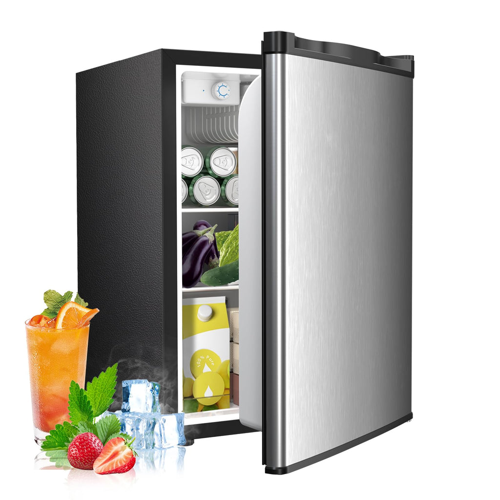 3.2 Cu.ft Mini Fridge with Freezer, Compact Refrigerator with Reversible Single Door, Adjustable Thermostat, Low Noise, Energy Efficient for Office