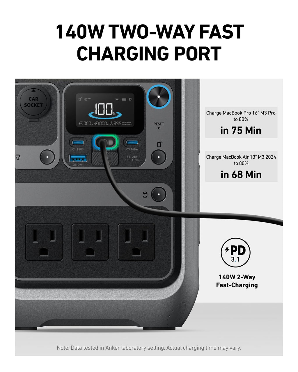 Anker Solar Generator SOLIX C300 with 60W Solar Panel, 288Wh Portable Power Station, 300W (600W Surge), LiFePO4 Battery, 140W Two-Way Fast Charging