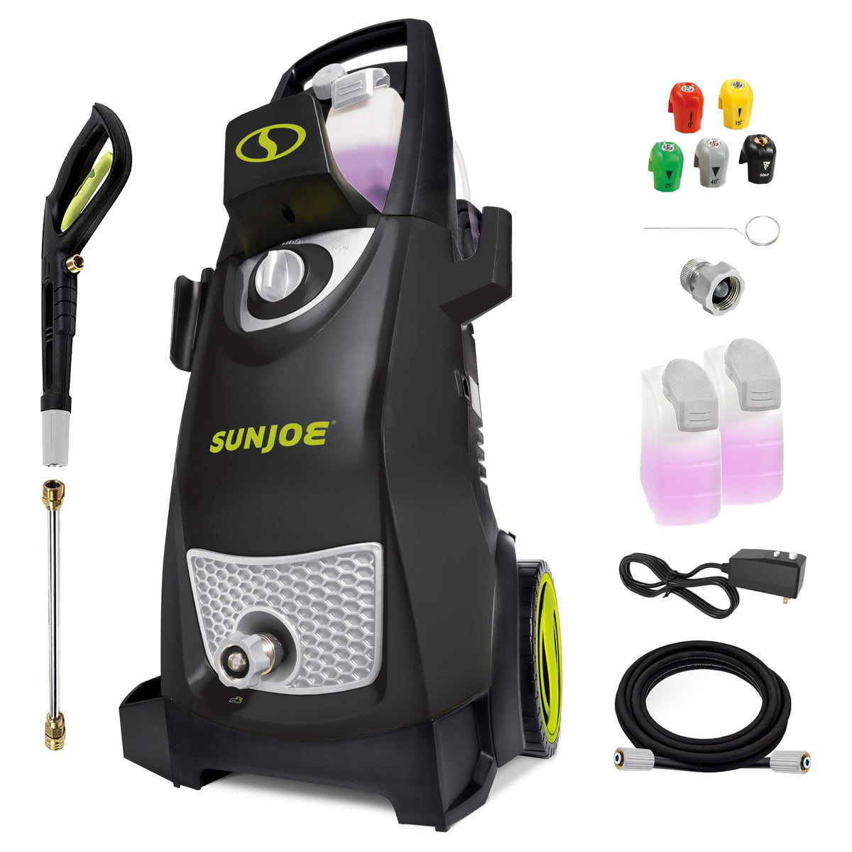 Sun Joe SPX3000-XT1 XTREAM 2,500 PSI Pressure Washer with 14.9A Motor, Includes 4 Quick-Connect Nozzles, High-Pressure Hose, Garden Hose Adapter, and