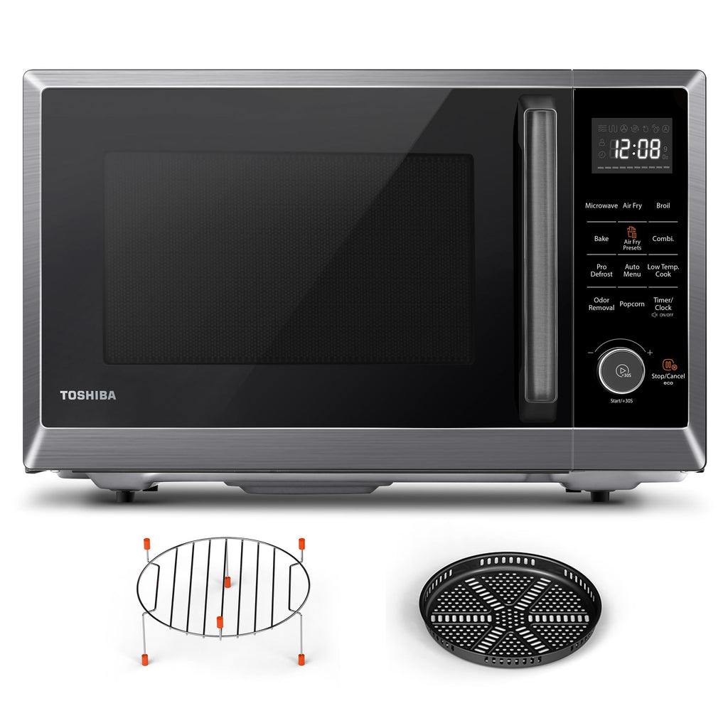 TOSHIBA Air Fryer Combo 8-in-1 Countertop Microwave Oven, with Convection, Broil, Odor Removal Mode, 12.4" Position Memory Turntable, Child-Lock, 1.0