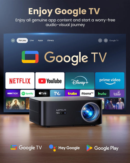 1200 ANSI/Google TV/4K Supported Smart Projector with WiFi & Bluetooth, Outdoor & Home Movie Projectors with Voice Control,Auto Focus & Keystone