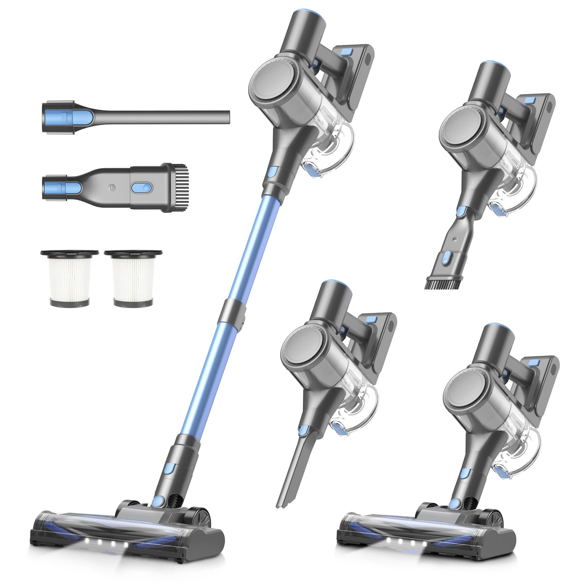 Zefiro Cordless Vacuum Cleaner for Home,45Mins Runtime Stick Vacuum Cleaners, Anti-Tangle and 1.5L Dust Cup, Lightweight Vacuum for Hardwood Floor