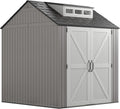Rubbermaid Resin Outdoor Storage Shed With Floor (7 x 7 Ft) Weather Resistant Gray Organization for Home/Backyard/Garden Tools/Lawn Mower/Bike