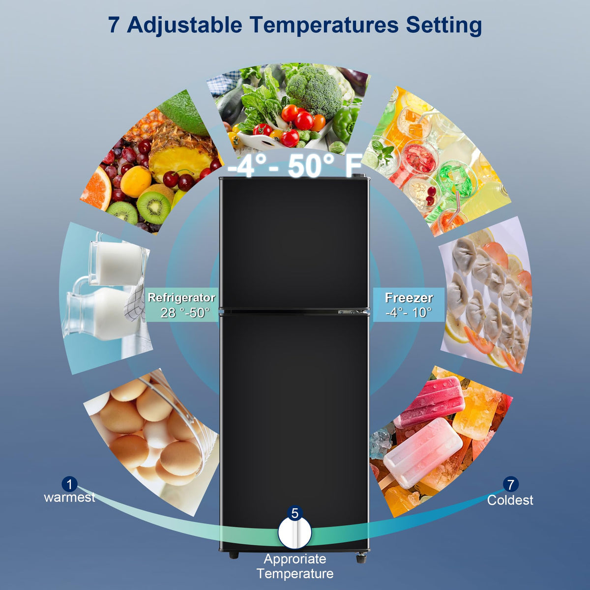 Mini Refrigerator with Freezer 4.0 Cu. Ft., Small Dorm Fridge with Freezer, Adjustable Thermostat Compact Fridge Freezers for Apartment, Dorm