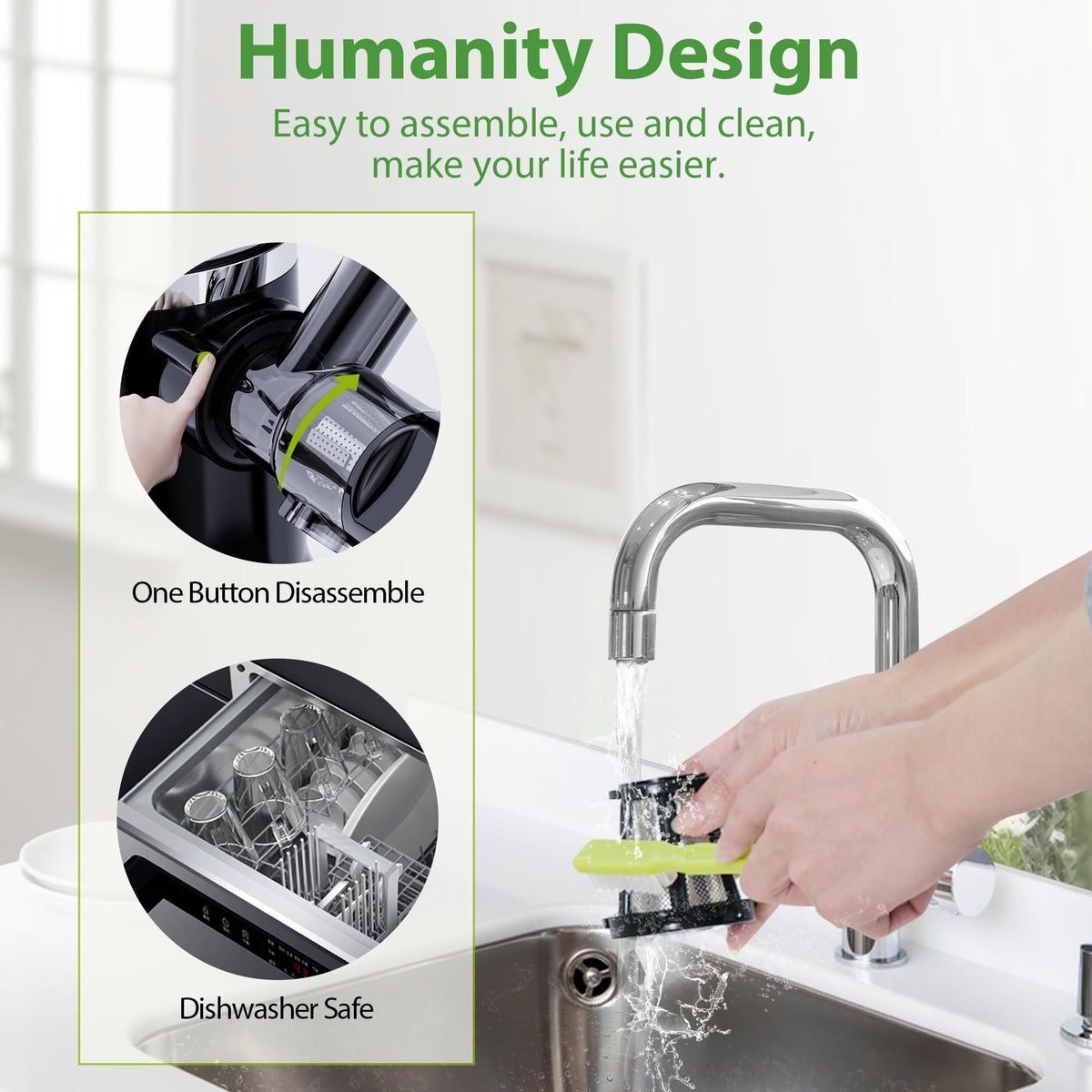 Juicer Machines, Aeitto Cold Press Juicer with Soft & Hard Modes, Quiet Motor, Reverse Function, Juice Extractor Vegetable and Fruit, Masticating