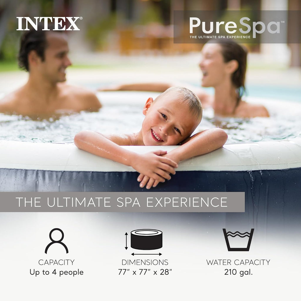 INTEX 28429EP PureSpa Plus Bubble Massage Spa Set: Includes C 2 Contoured Headrest C LED Light C 4 Person Capacity C 77" x 28"