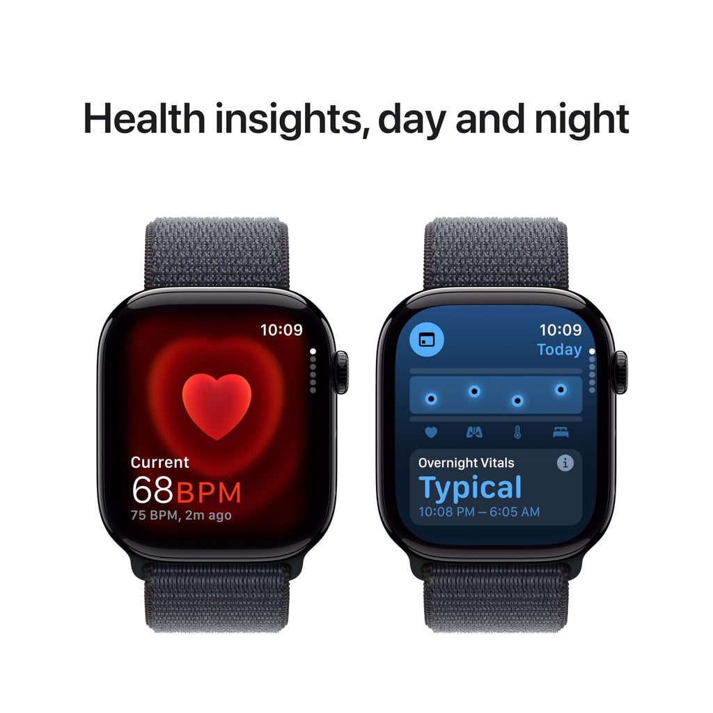 Apple Watch Series 10 [GPS 46mm case] Smartwatch with Jet Black Aluminum Case with Black Sport Band - M/L. Fitness Tracker, ECG App, Always-On Retina