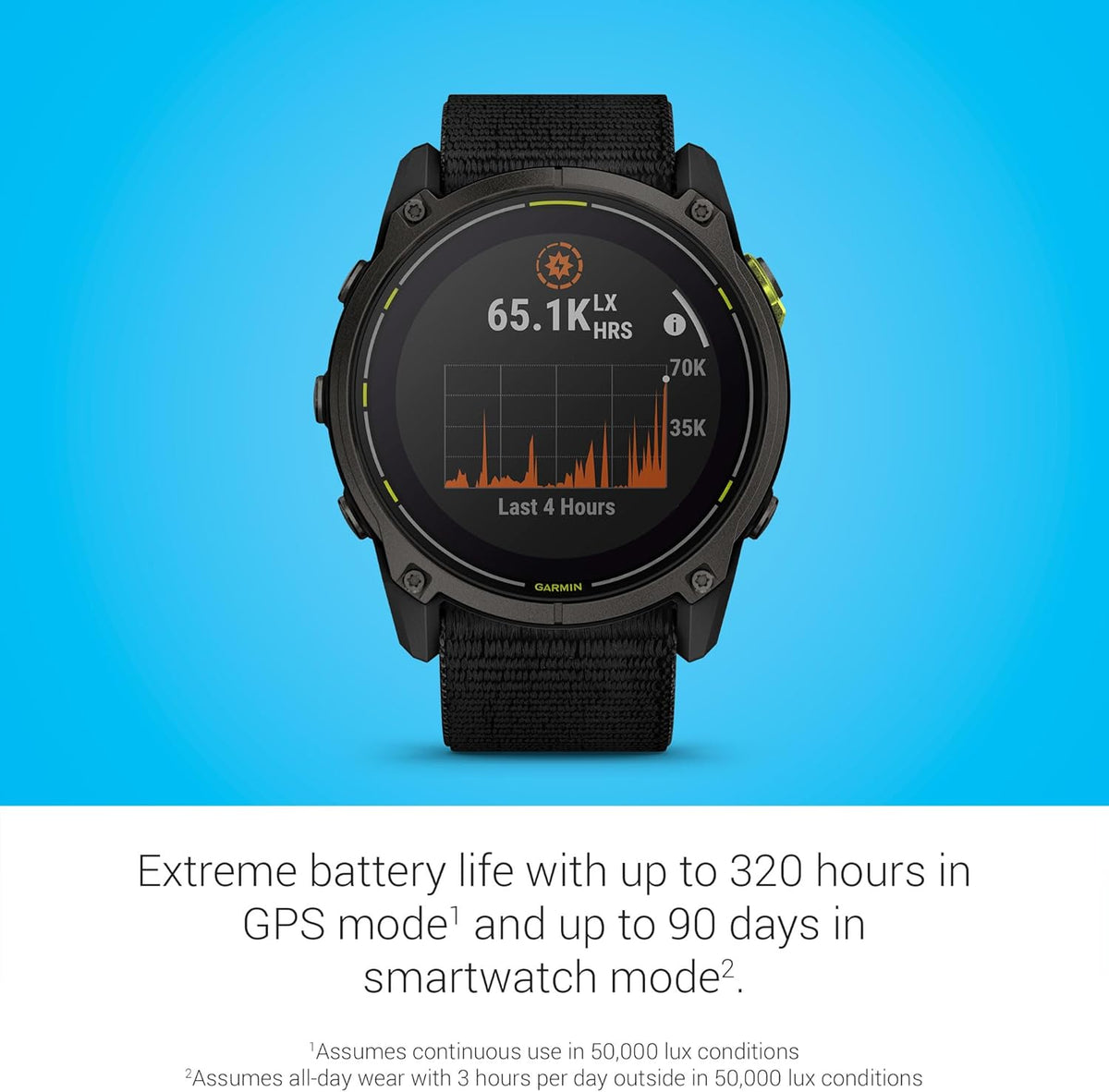Garmin Enduro™ 3 C 51 mm, Solar, Sapphire, Ultraperformance GPS Smartwatch, Extreme Battery Life, Detailed Mapping, Built-in LED Flashlight