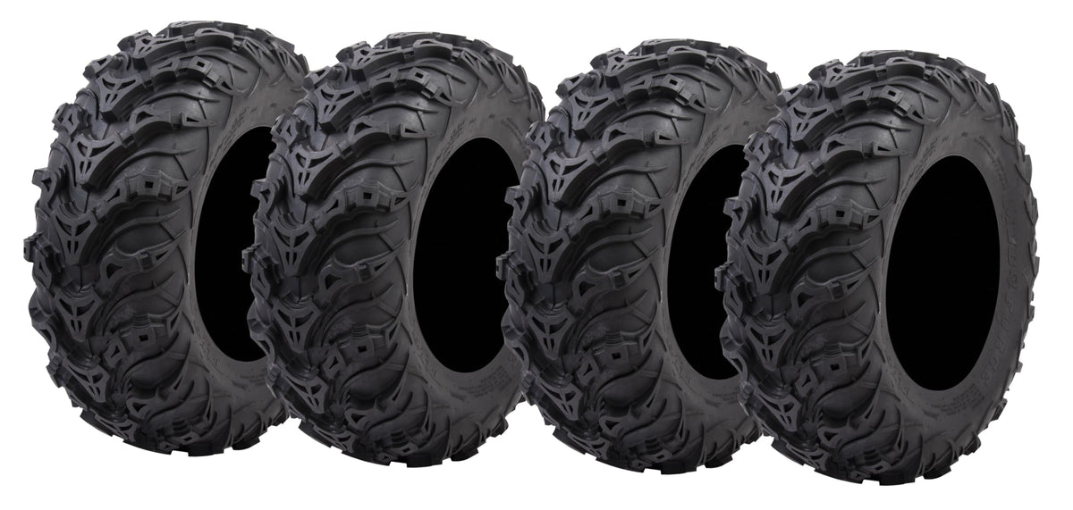 Tusk Mud Force ATV Tire Set â 25x8-12 Front & 25x10-12 Rear â Durable Off-Road Quad Tires Set of 4