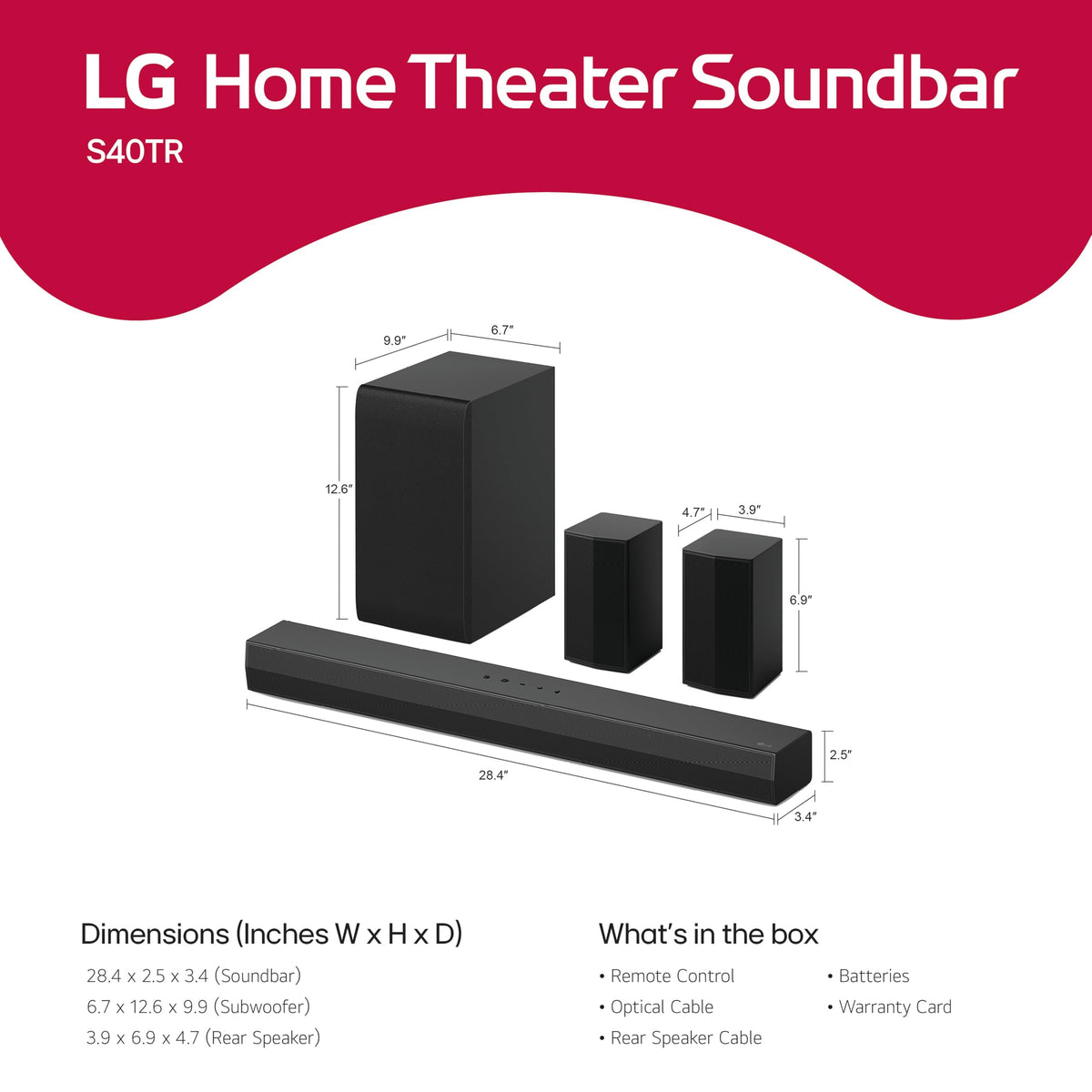 LG S60T 3.1 ch. Soundbar with Wireless Subwoofer, Dolby Audio, TV Synergy, Wow Interface, AI Sound Pro (2024 Model)