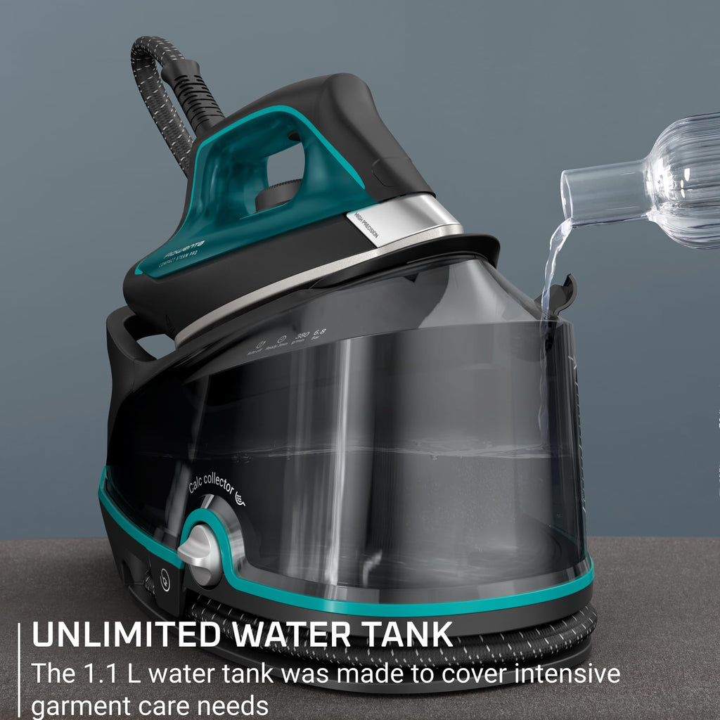 Rowenta Iron for Clothes, High Pressure Steamer Iron with Boiler System, 400 Steam Holes, Vertical Steaming, 37oz Tank, Stainless Steel Soleplate