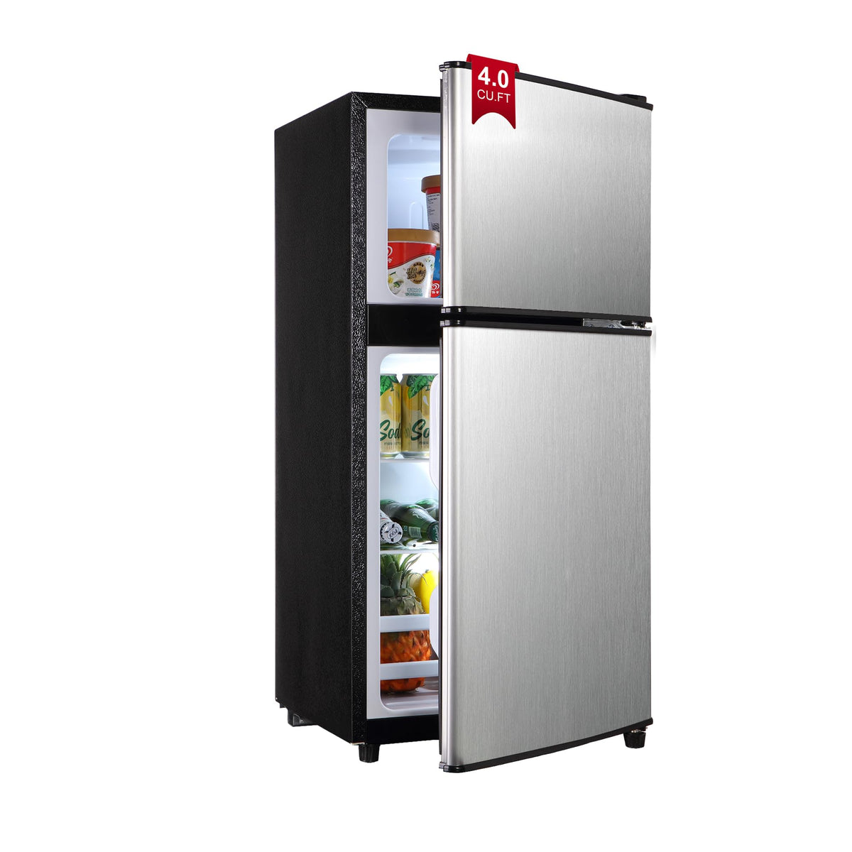 3.3 Cu. Ft. Mini Fridge with Freezer, Compact Refrigerator with Adjustable 7-Level Thermostat, Dorm Fridge for Kichen, RV, Office, Apartment, Black