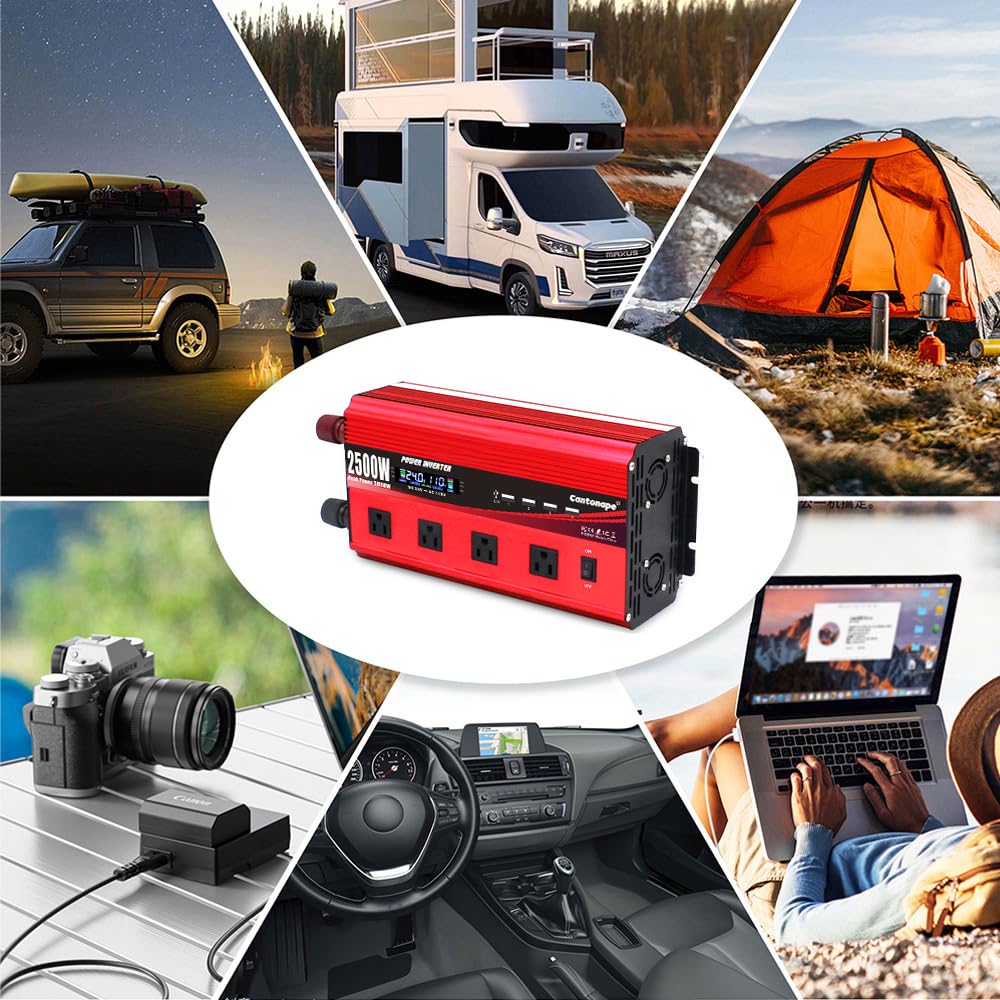 4000W Power Inverter 12V to 110V/120V DC to AC with LCD Display, Remote Controller 5 x AC Outlets and 4 x 3.1A USB Car Adapter for Car Truck Boat RV