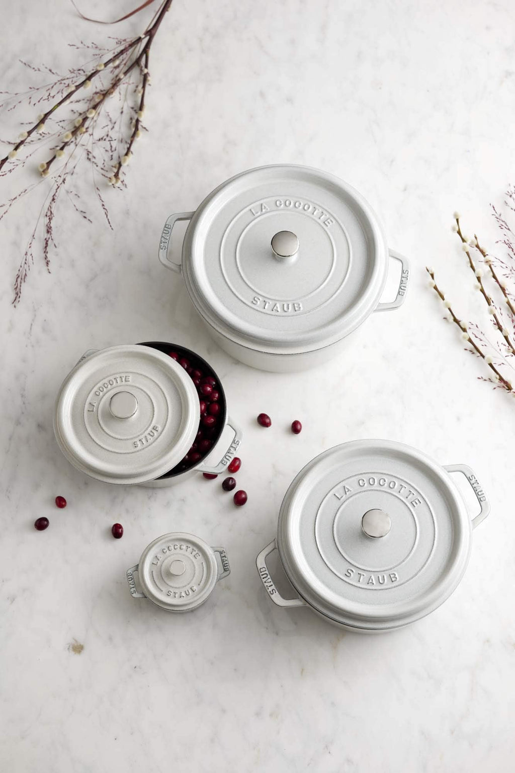 Staub Cast Iron 7-qt Round Cocotte - White Truffle, Made in France