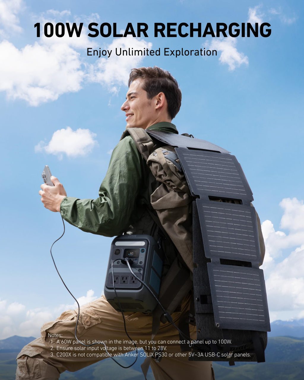 Anker Solar Generator SOLIX C300 with 60W Solar Panel, 288Wh Portable Power Station, 300W (600W Surge), LiFePO4 Battery, 140W Two-Way Fast Charging