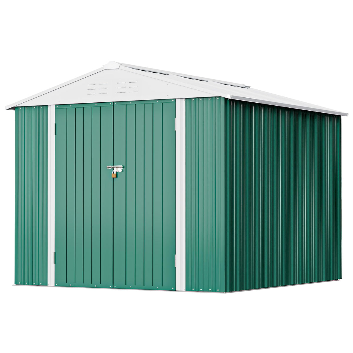Greesum Outdoor Storage Shed 6 x 8 ft. Utility Tool Shed Metal Storage Garden Shed with Door & Lock for Patio Storage, Brown