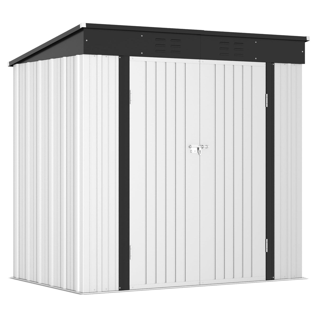Greesum Outdoor Storage Shed 6 x 8 ft. Utility Tool Shed Metal Storage Garden Shed with Door & Lock for Patio Storage, Brown