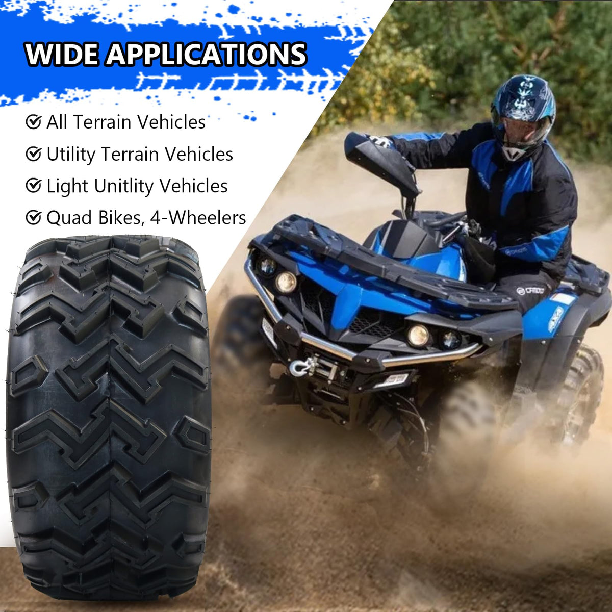 Set of 2-18x9.50-8, 4PR All-Terrain ATV/UTV Tires Tubeless