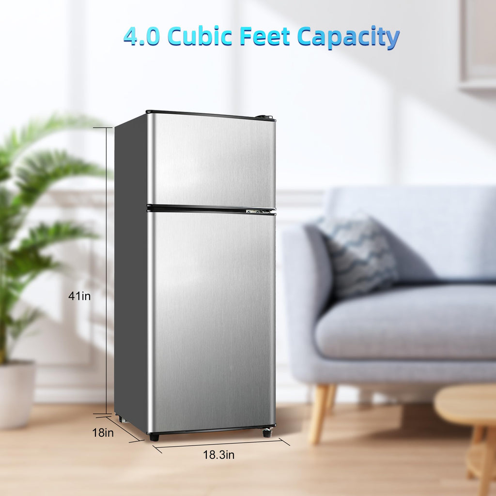 3.3 Cu. Ft. Mini Fridge with Freezer, Compact Refrigerator with Adjustable 7-Level Thermostat, Dorm Fridge for Kichen, RV, Office, Apartment, Black