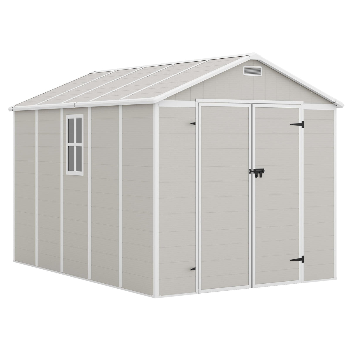 Amopatio 10x8 FT Storage Shed, Resin Shed with Floor Included, Plastic Sheds Outdoor Storage for Bike, Garden Tools, Sheds & Outdoor Storage with