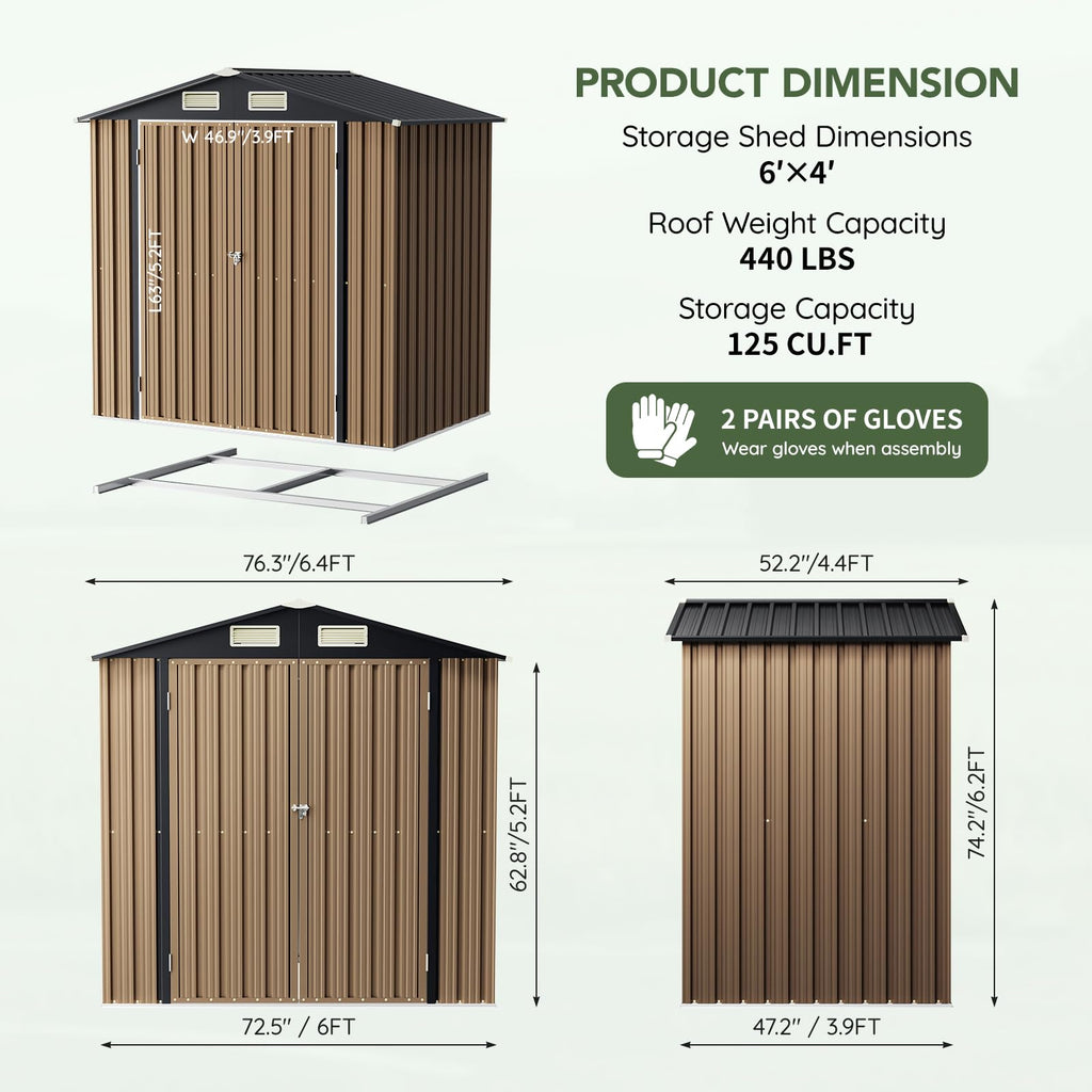 10x10 FT Outdoor Metal Storage Shed, Double Swing Doors, 2 Clear Windows,Tool Shed for Garden, Patio, Backyard Nightblue