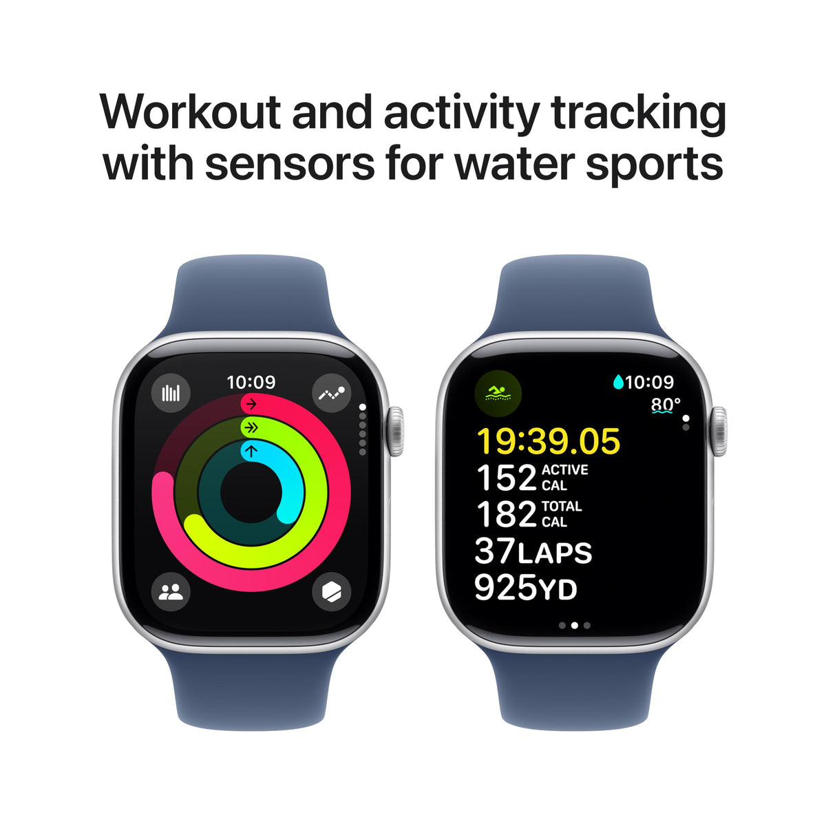 Apple Watch Series 10 [GPS 46mm case] Smartwatch with Jet Black Aluminum Case with Black Sport Band - M/L. Fitness Tracker, ECG App, Always-On Retina