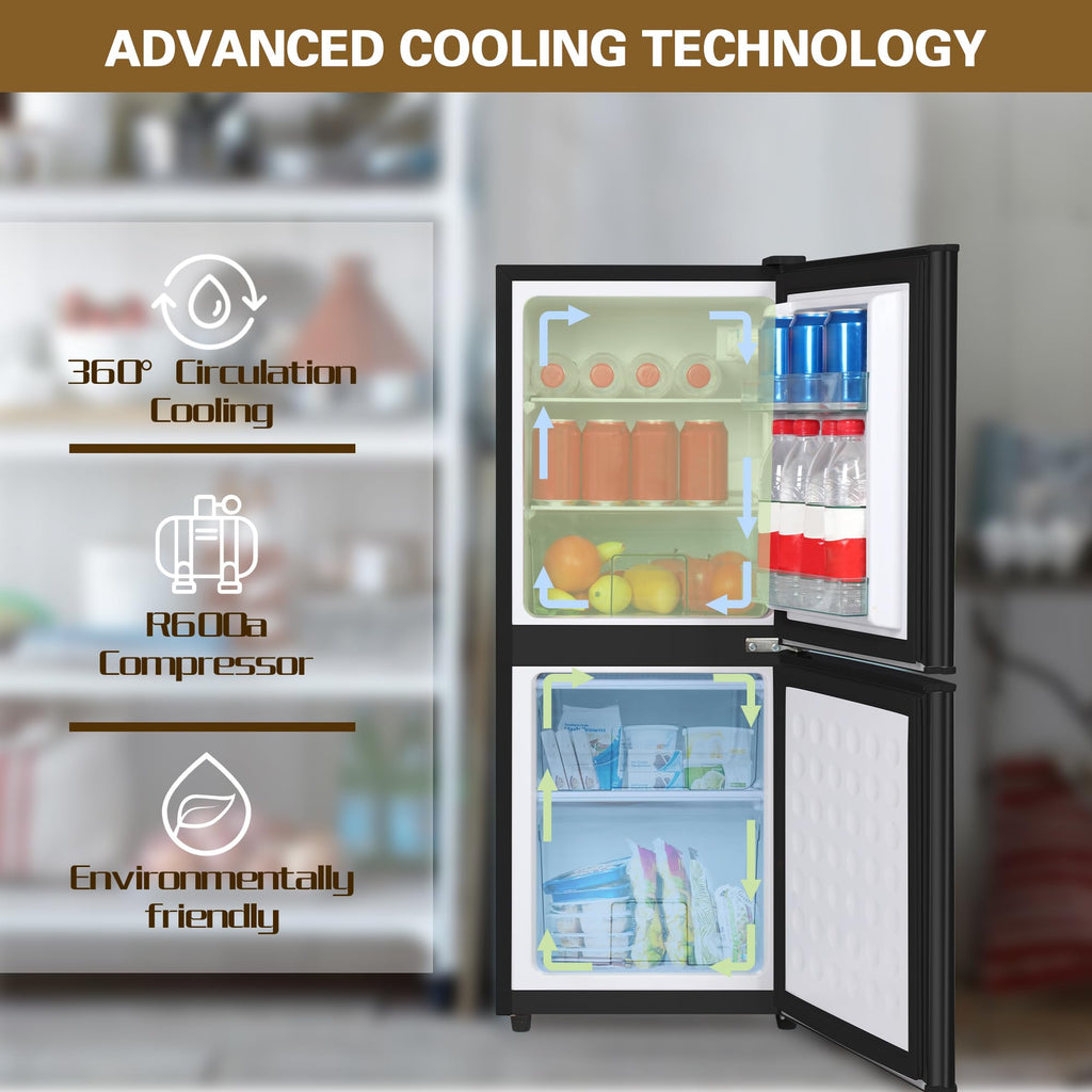 Mini Refrigerator with Freezer 4.0 Cu. Ft., Small Dorm Fridge with Freezer, Adjustable Thermostat Compact Fridge Freezers for Apartment, Dorm