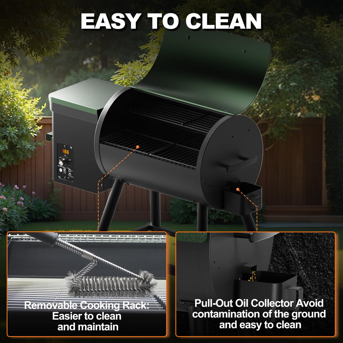 Pellet Smoker Grill Combo, 456 SQ.IN Cooking Area with PID Temperature Control (180-450F) Electric BBQ Meat Grills & Smokers, Patio Backyard for