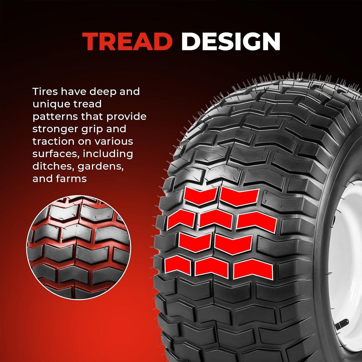 20x10.00-8 Lawn Mower Tires with Rim, 2-Pack