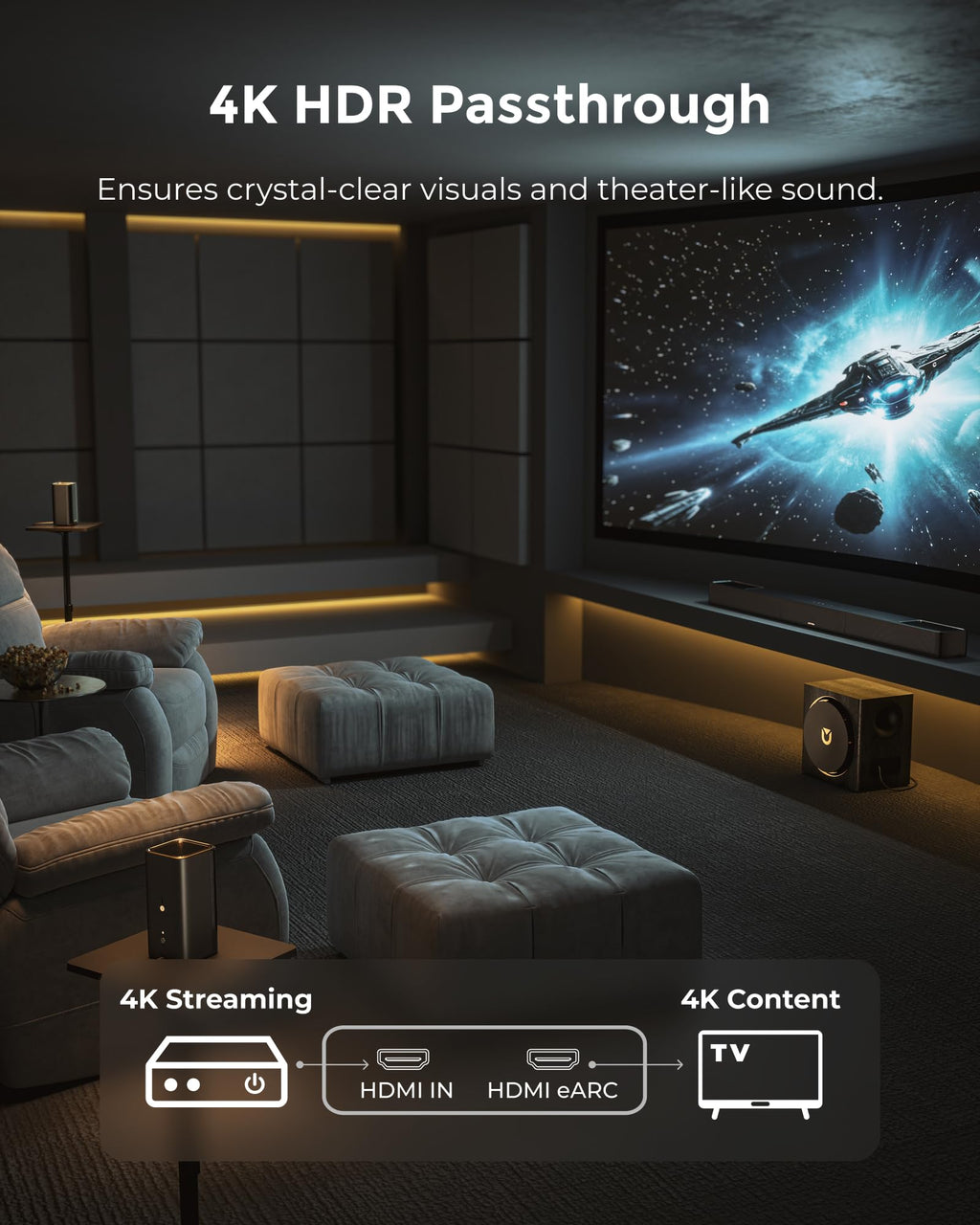 ULTIMEA Skywave X50 5.1.4ch Wireless Surround Sound System for TV, 760W Professional Sound Bar w/Dolby Atmos, 2 Wireless Surround Speakers & 8"