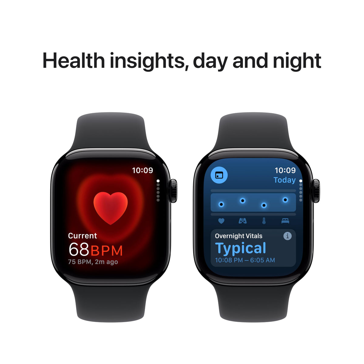 Apple Watch Series 10 [GPS 46mm case] Smartwatch with Jet Black Aluminum Case with Black Sport Band - M/L. Fitness Tracker, ECG App, Always-On Retina