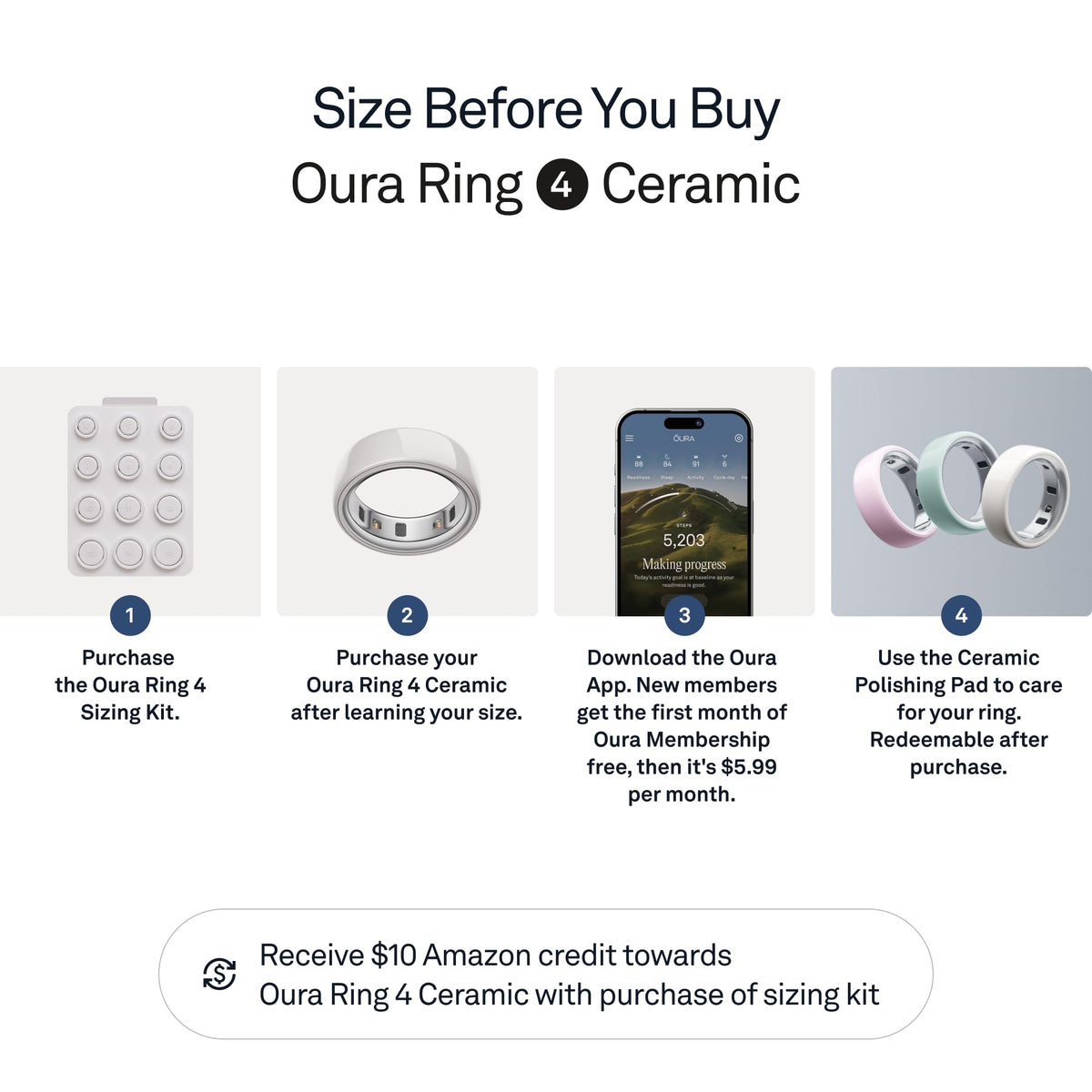 Oura Ring 4 Ceramic - Tide - Size 8 - Size Before You Buy