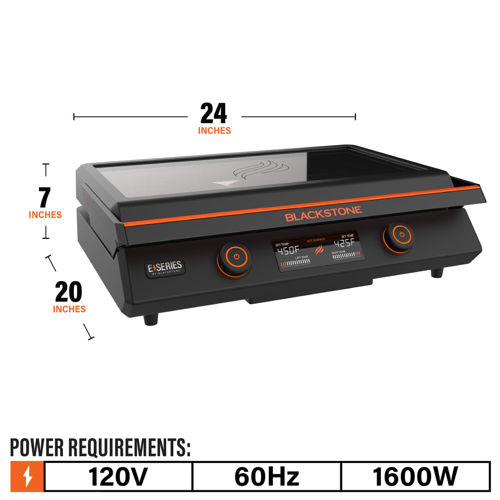 Blackstone 22-Inch Electric Griddle - 1600W Non Stick Ceramic Titanium Coated Stainless Steel Tabletop Griddle with EZ-Touch Control Dial, LCD