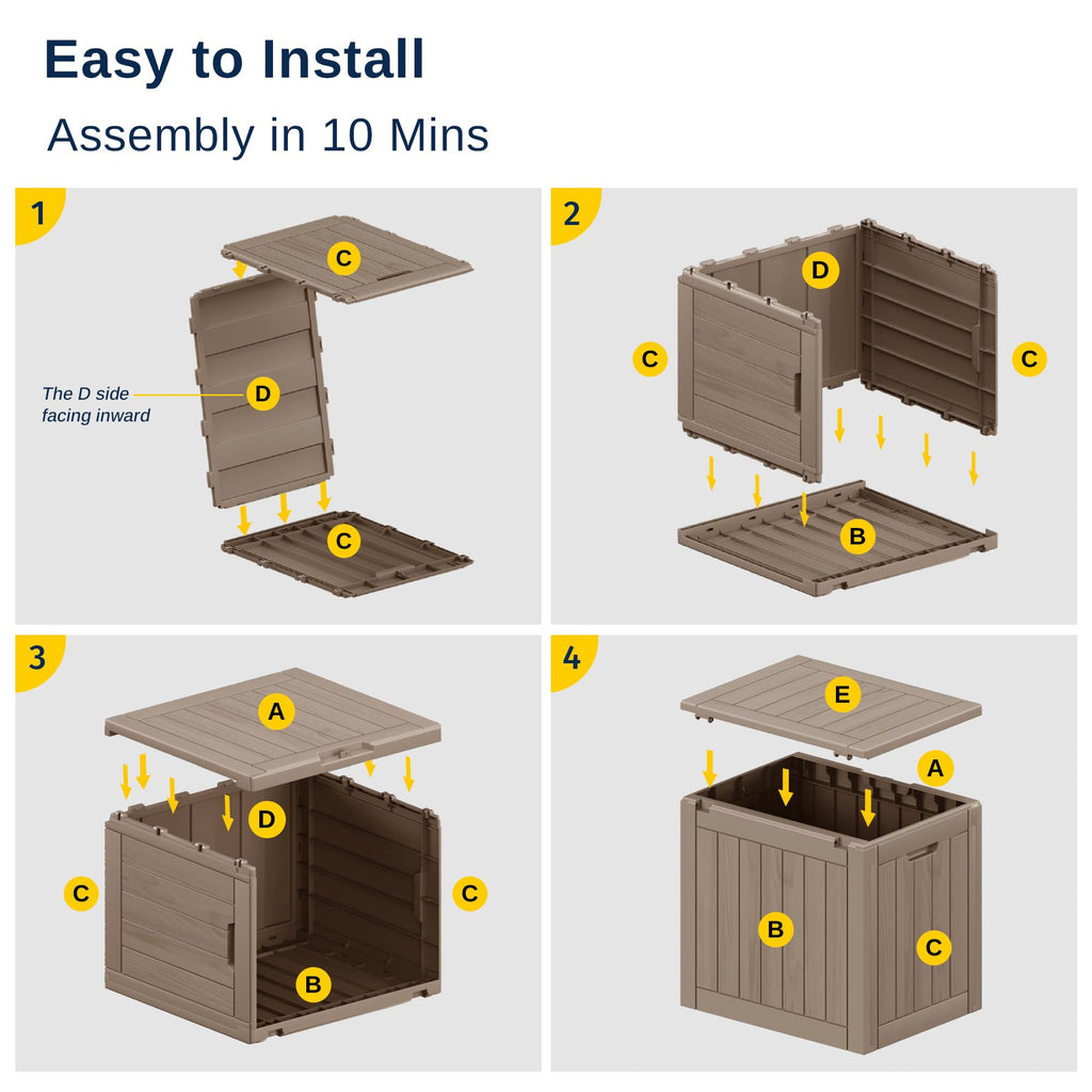 EAST OAK Outdoor Storage Box, 120 Gallon Deck Box with Stainless Steel Rods Large Resin Storage Bin for Patio Cushions, Garden Tools, Waterproof and