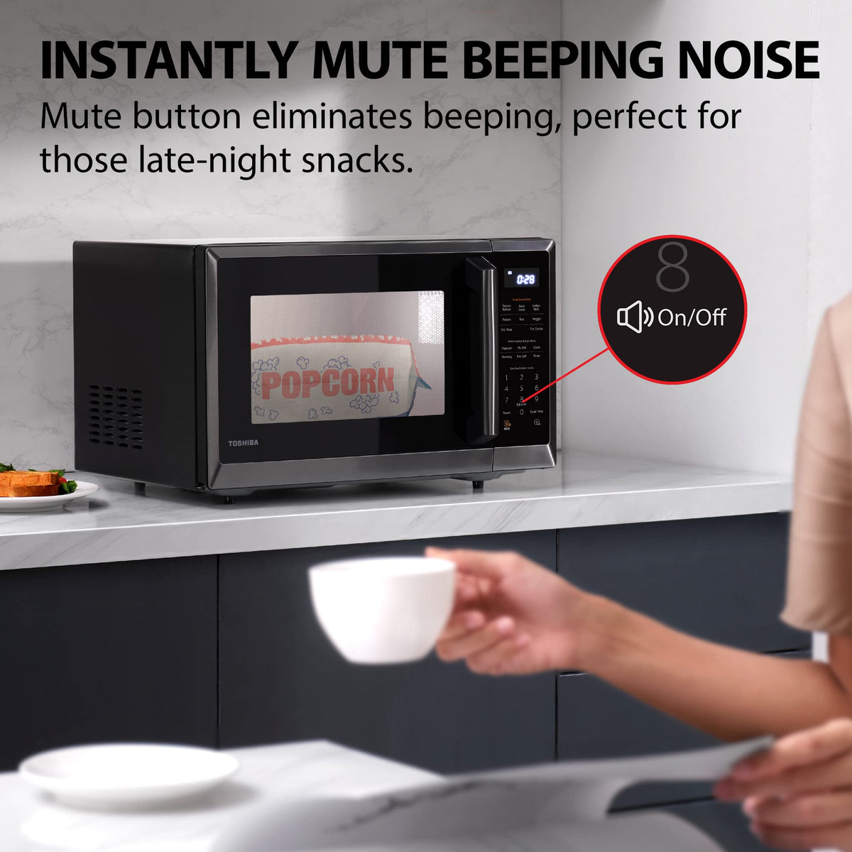 TOSHIBA ML4-EM22PAIT(SS) Countertop Microwave Oven with Sensor Cook, 6 Auto Menus, Origin Inverter, Child Lock, 2.2 Cu Ft for Large Family, 16.5 Inch