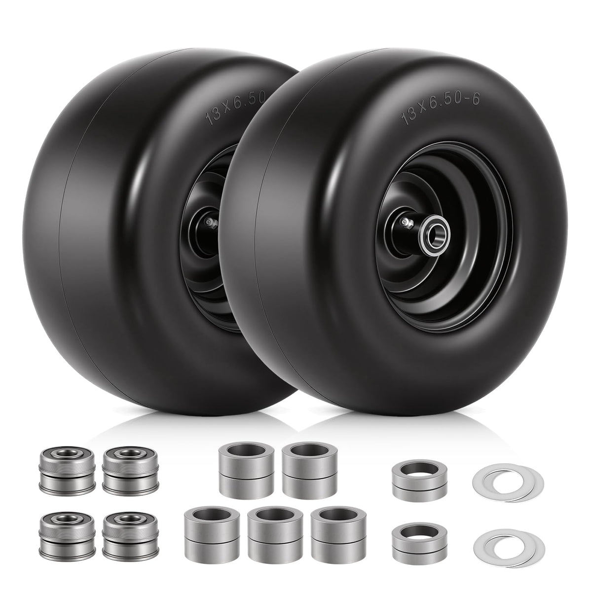15x6.00-6 Flat Free Lawn Mower Tire and Wheel, 15x6-6 Front Tire Assembly