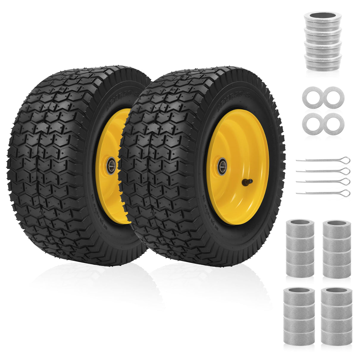 2-Pack 20x10.00-8 Tubeless Lawn Mower Rear Tire and Wheel Assembly, 4-Ply.