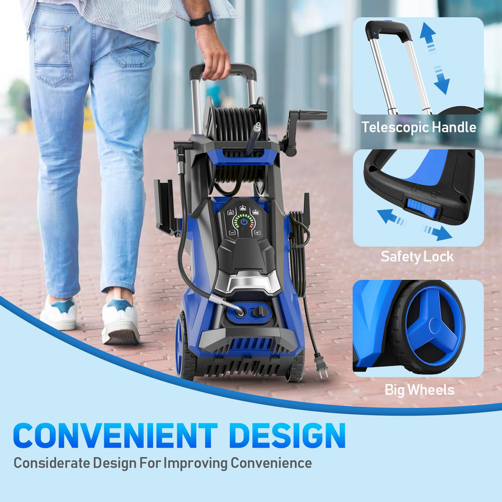 Pressure Washer Power Washers with Touch Screen, 5000PSIIMAX, High Pressure Cleaning Machine with 4 Quick Connect Nozzles and Foam Cannon for Cars