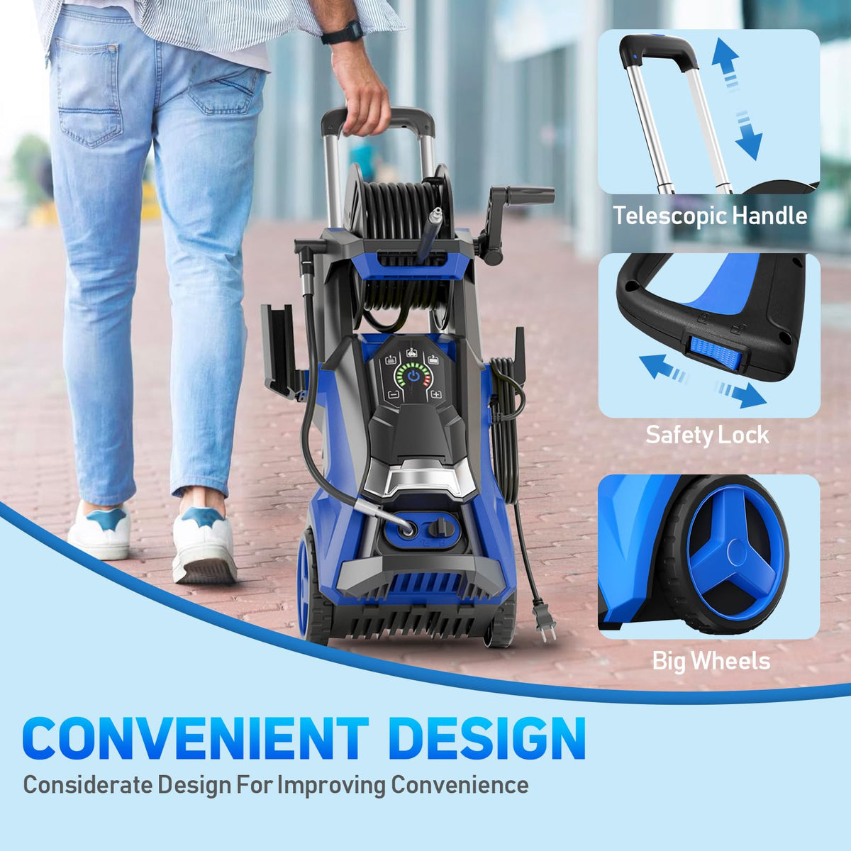 Pressure Washer Power Washers with Touch Screen, 5000PSIIMAX, High Pressure Cleaning Machine with 4 Quick Connect Nozzles and Foam Cannon for Cars