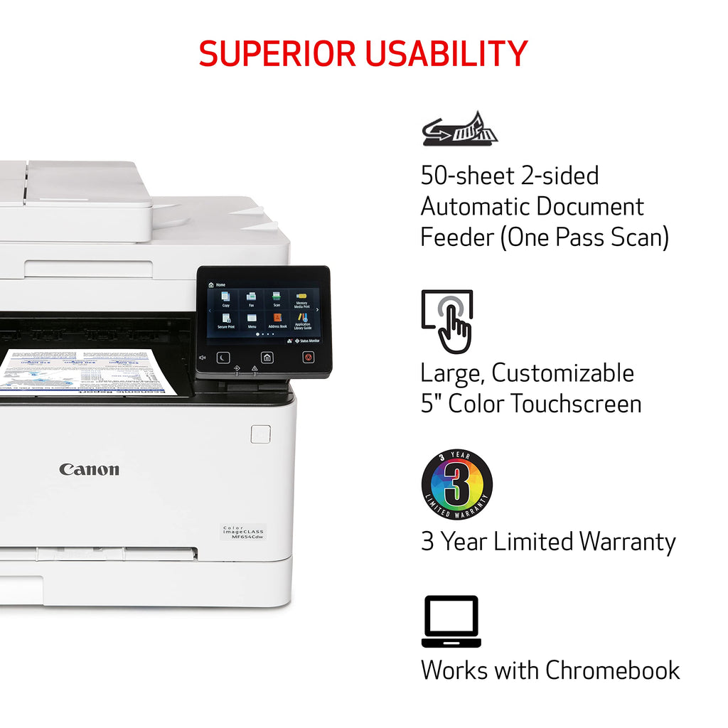 Canon Color imageCLASS MF665Cdw - Wireless Duplex Laser Printer, All-in-One with Copier, Scanner, Fax, Auto Document Feeder, 3 Year Limited Warranty